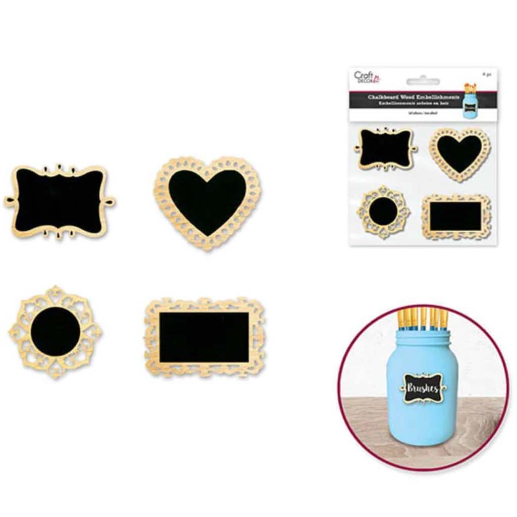CHALK-IT-UP 3D WOOD FANCY STICKER 4PCS EMBELLISHM STYLE 1