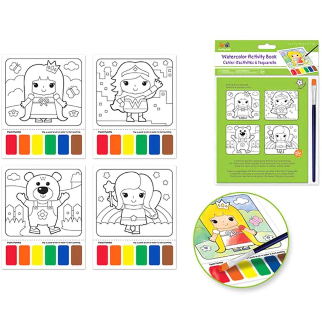 DIY WATERCOLOR ACTIVITY BOOK 4 WITH BRUSH PRINCESS &amp; FRIENDS
