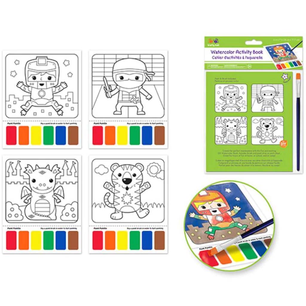 DIY WATERCOLOR ACTIVITY BOOK 4 WITH BRUSH SUPERBOY &amp; FRIENDS