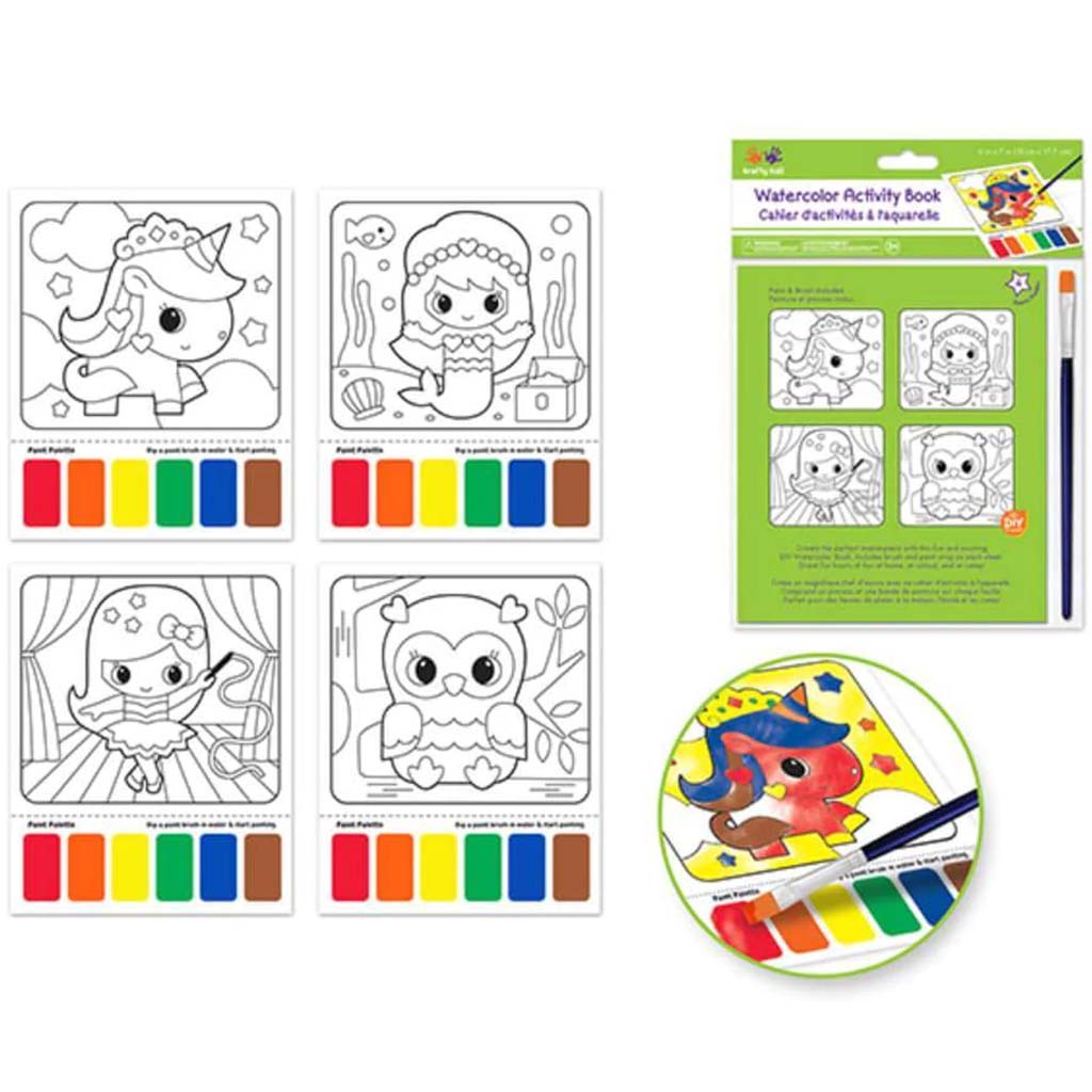 DIY WATERCOLOR ACTIVITY BOOK 4 WITH BRUSHUNICORN &amp; FRIENDS