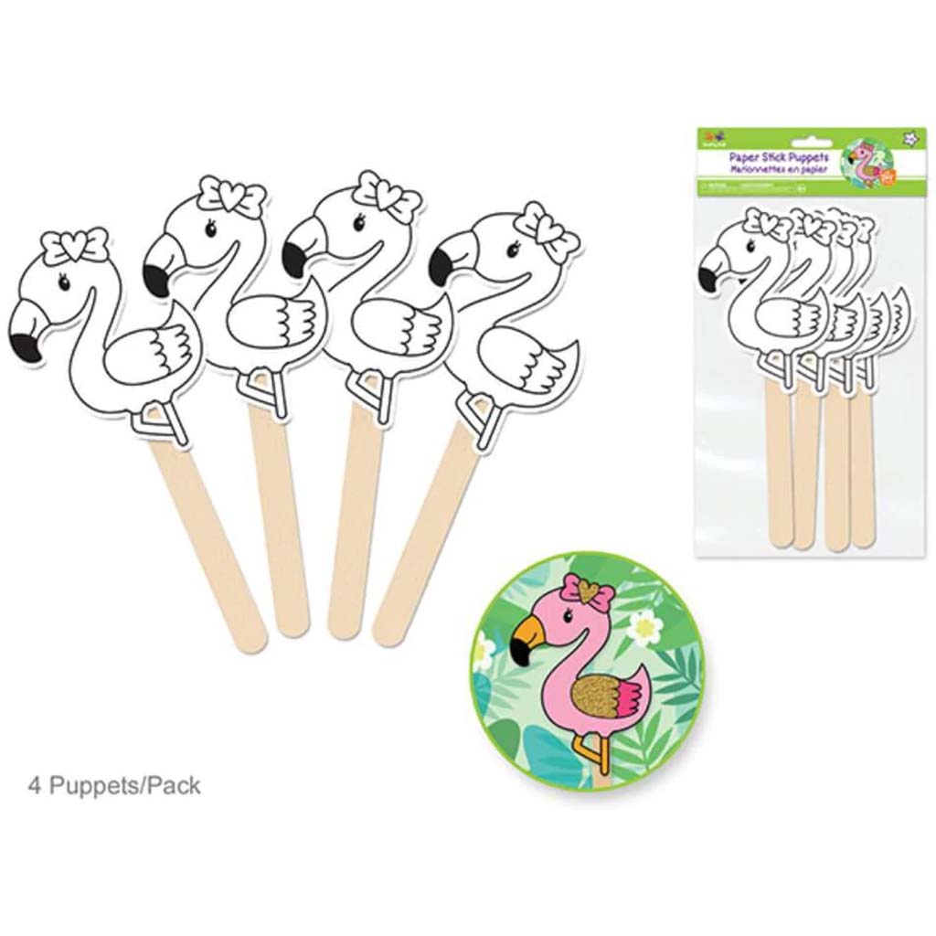 DIY PAPER STICK PUPPETS FLAMINGO 4PCS 11.65IN