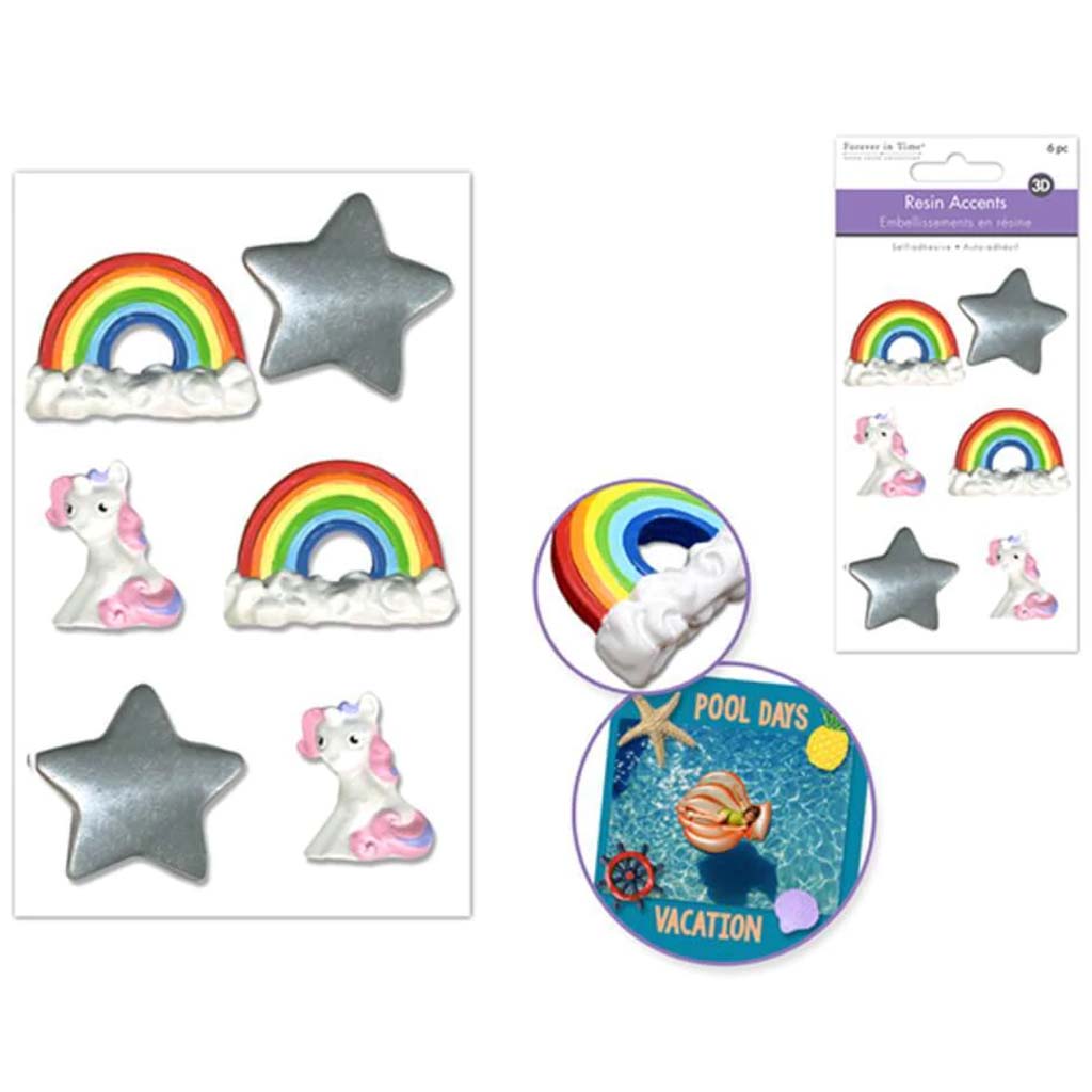 3D RESIN ACCENTS SELF-STICK UNICORN