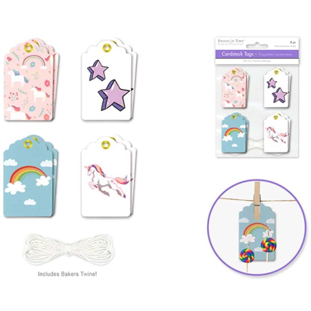 CARDSTOCK TRENDY TAGS UNICORN 8PCS 4.3CM X 7CM