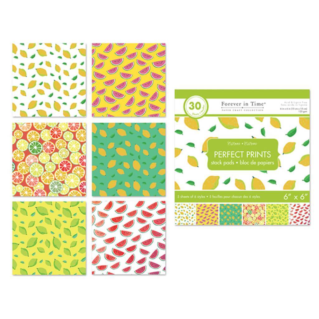 PAPER PADS:PERFECT PRINTS STACK PACK OF 30 ASSORTED CITRUS