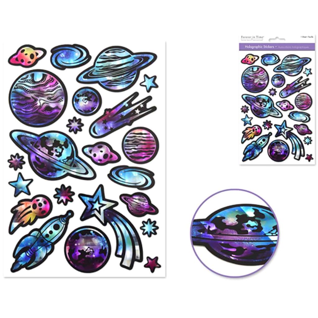 Paper Craft Sticker Holographc Fun Outer Space 5.5in x 8.25in
