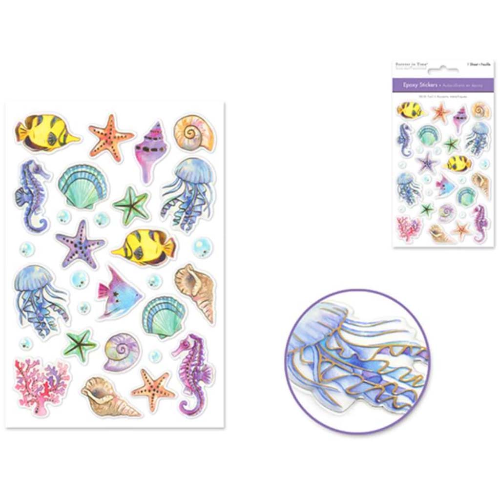 Paper Craft Sticker Foil Epoxy Under The Sea 4in x 5.9in