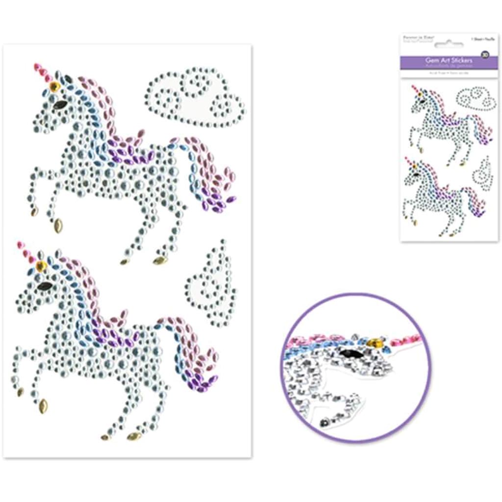 Paper Craft Sticker: Gem Art Unicorn 3.7in x 6.1in
