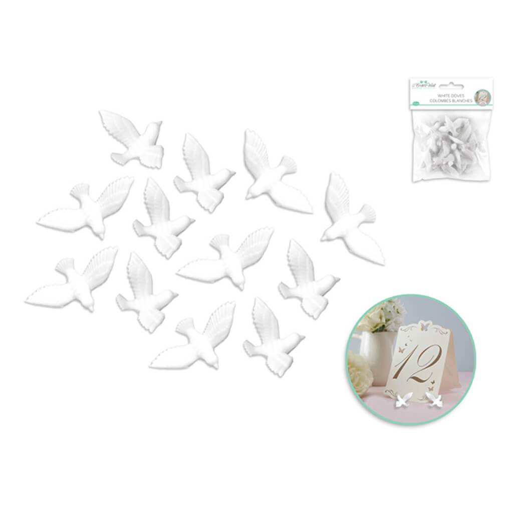 A BRIDES WISH: WHITE DOVES 12PCS 2IN