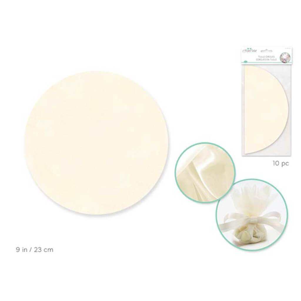 A BRIDES WISH: TULLE CIRCLES 10PCS SHEER IVORY 9IN