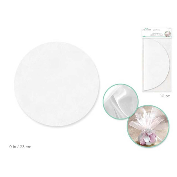 A BRIDES WISH: TULLE CIRCLES 10PCS SHEER WHITE 9IN