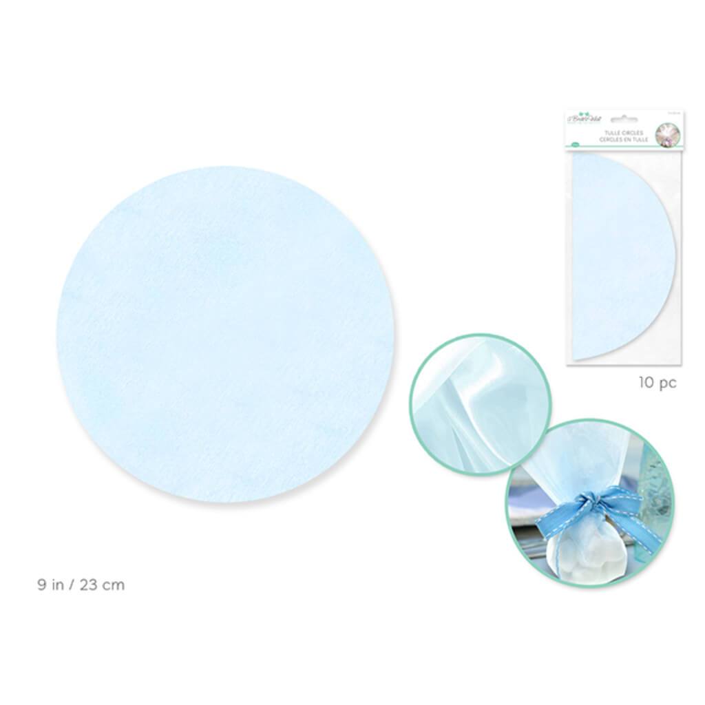 A BRIDES WISH: TULLE CIRCLES 10PCS SHEER LIGHT BLUE 9IN