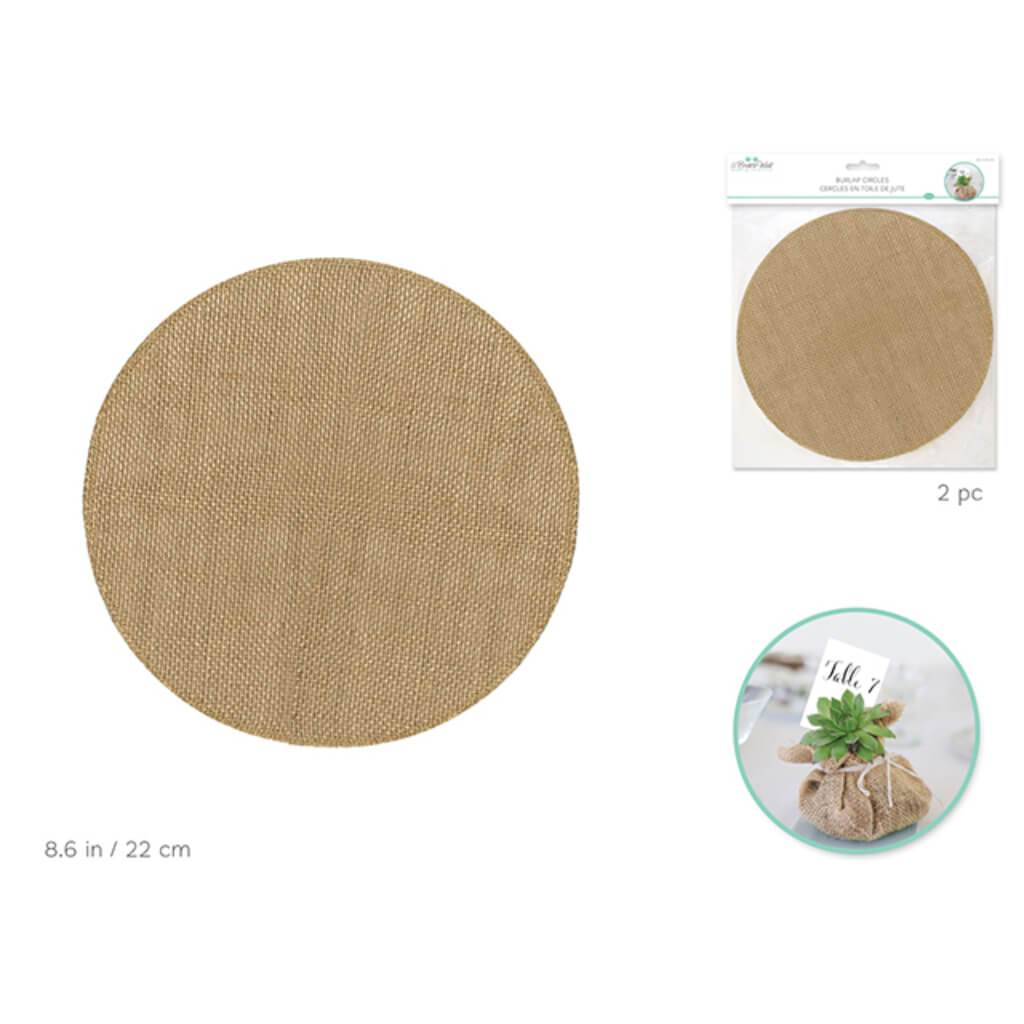 A BRIDES WISH BURLAP CIRCLES 2PCS NATURAL 22CM