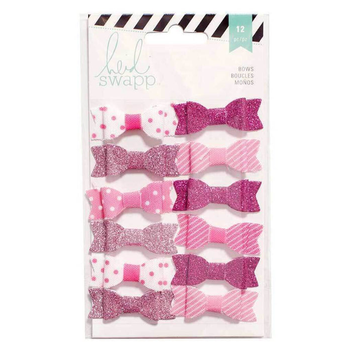 Heidi Swapp 12pcs Pink and White Fabric Bows