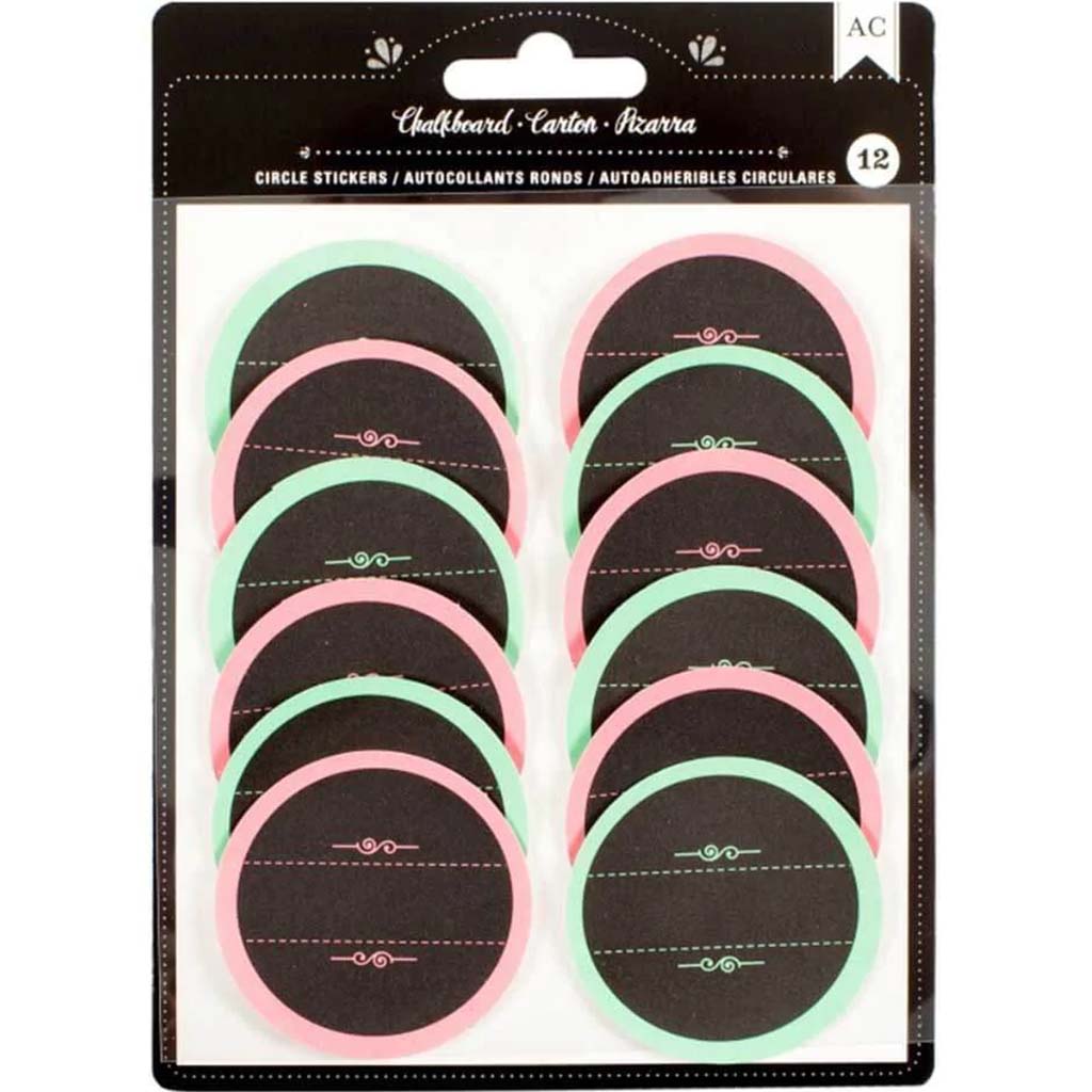 Chalk Jar Lid Labels Circles 12pcs