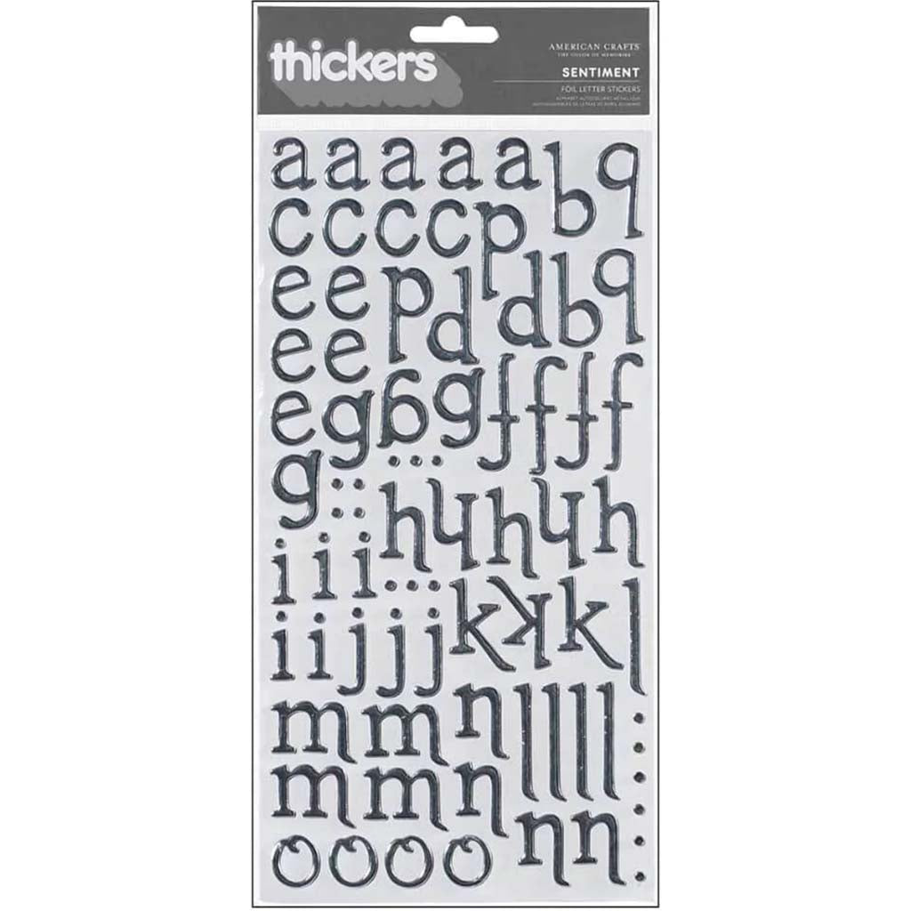 Alphabet Stickers Sentiment Silver Foil