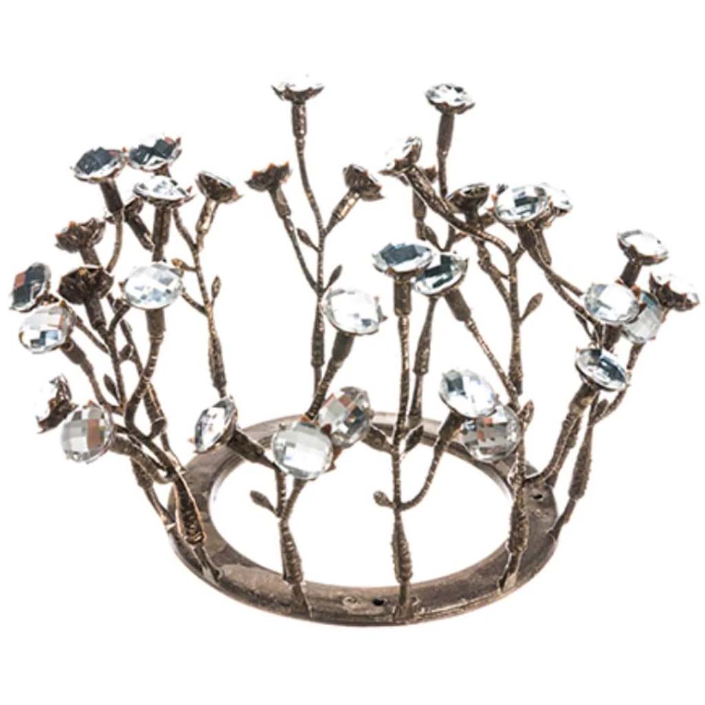 Jewel Candle Ring Clear Pewter 3inH x 3inD