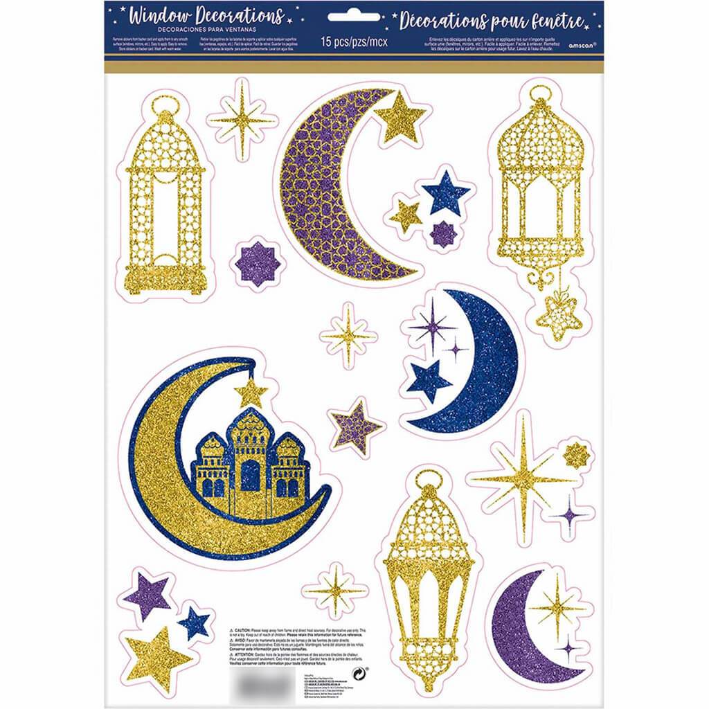 Ramadan Eid Mubarak Glitter Vinyl Window Stickers