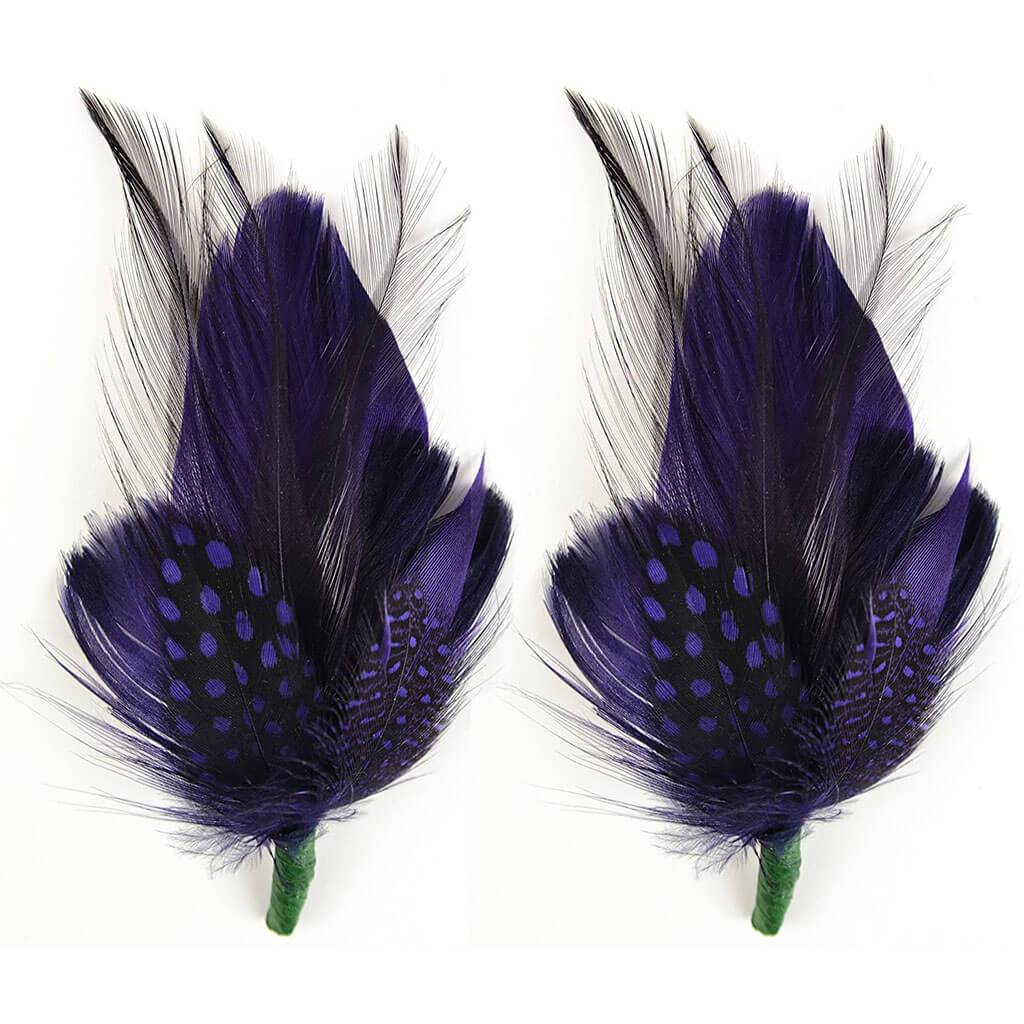 Natural Feather Pick w/ Nylon loop 5.5" Deep Purple 2pc