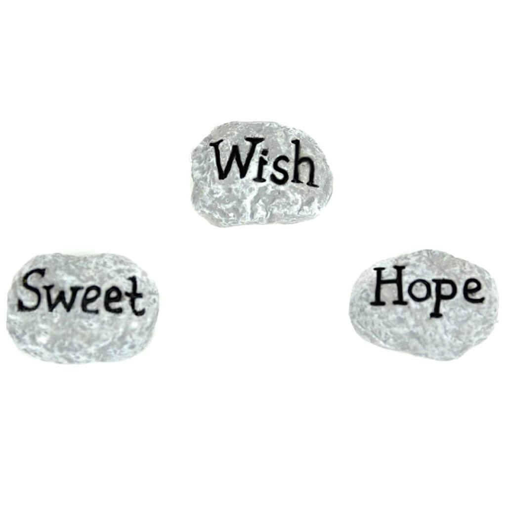 Sweet, Hope, Wish Garden Rocks 3 piece