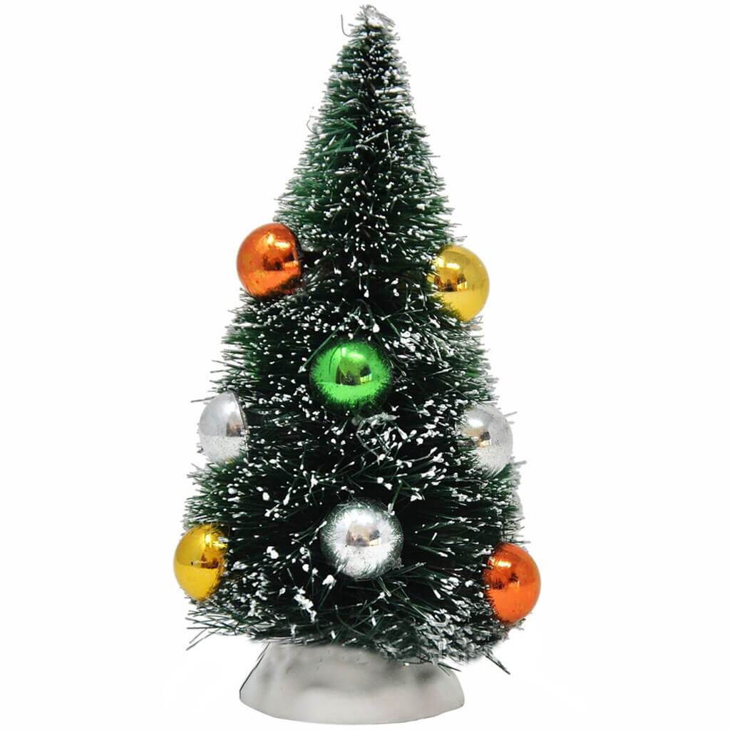 Green Bottle Brush Tree with Ornaments