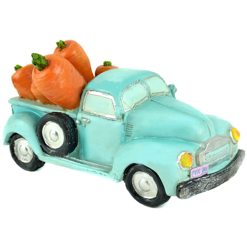 Turquoise Vintage Truck with Carrots 4in