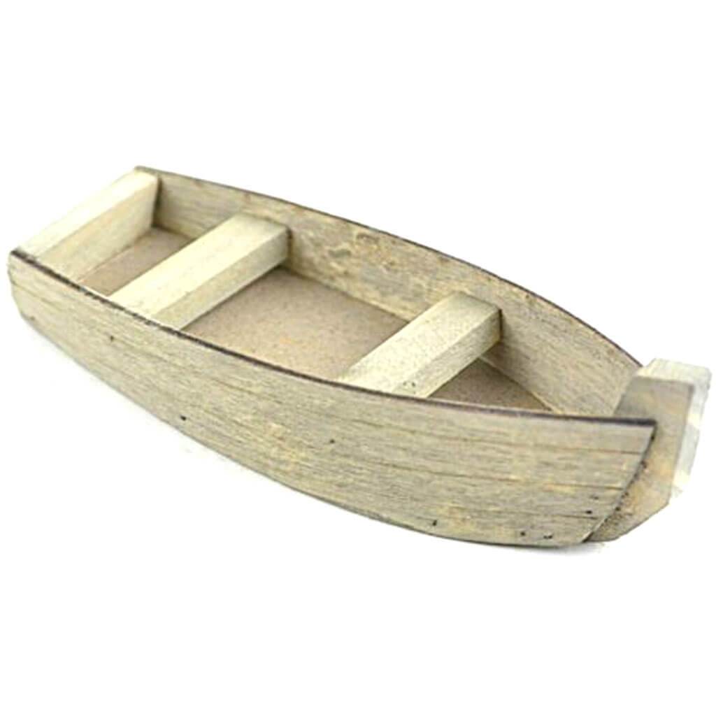 Miniature Garden Wood Fishing Boat 4in x 1.5in
