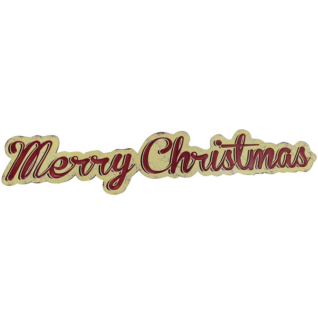 Vintage Tin Sign Merry Christmas 35.5 x 7in