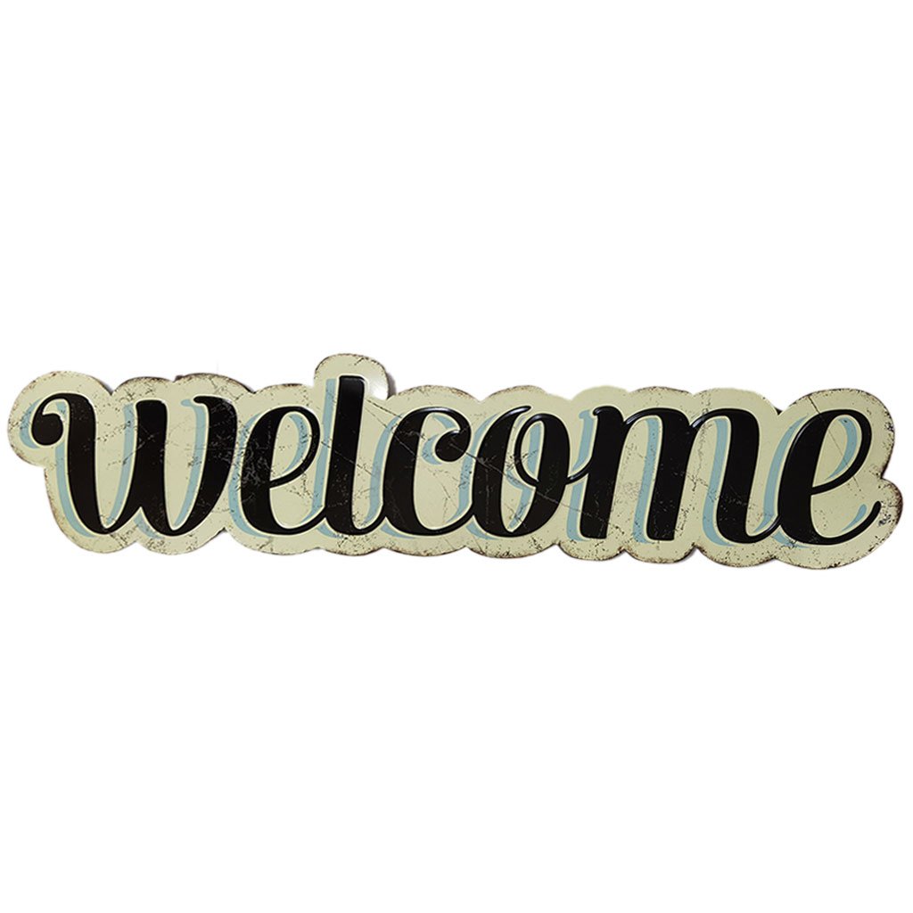 Vingage Tin Sign Welcome 28.5 x 7in