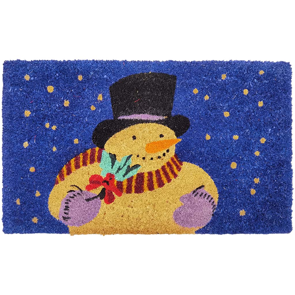 Christmas Coir Doormat Snowman &amp; Sparkle Design 18in x 29.5in