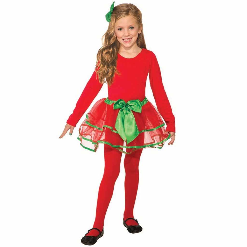 Child Holiday Tutu Red Green