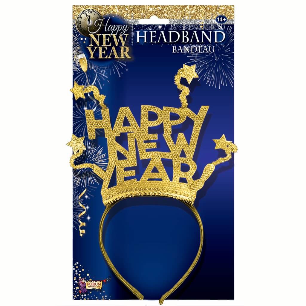 Happy New Year Headband with Stars Gold