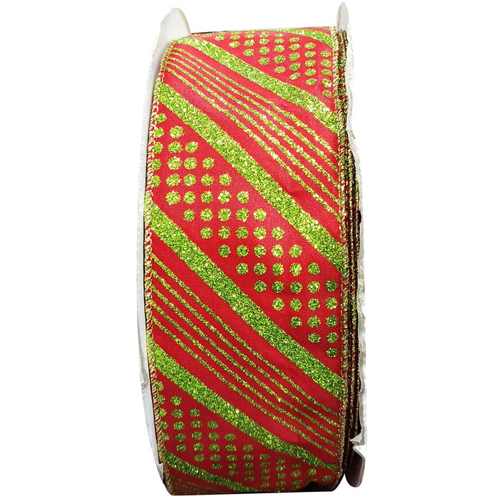 Ribbon Red Glitter Green