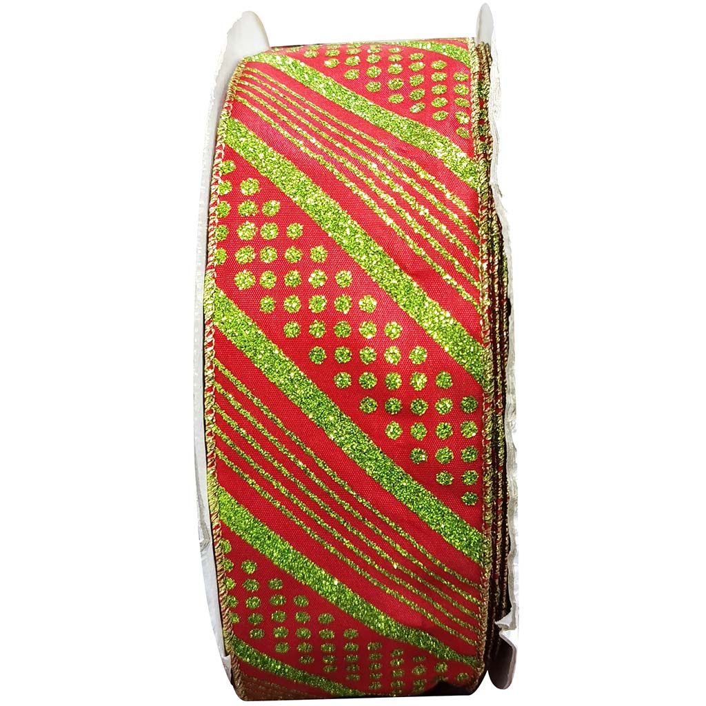 Ribbon Red Glitter Green