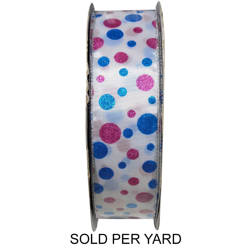 Ribbon White Polka Dot Blue Pink
