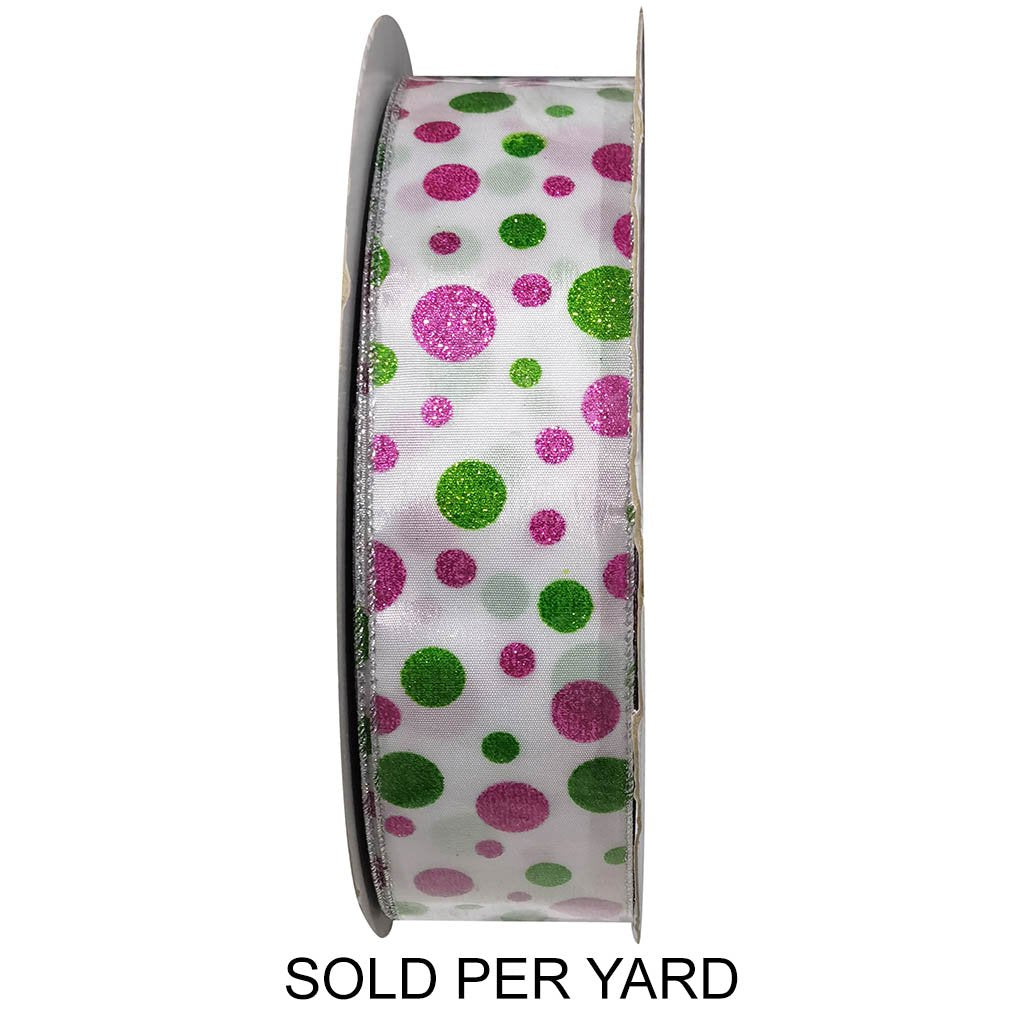 Ribbon White Polka Dot Green Pink