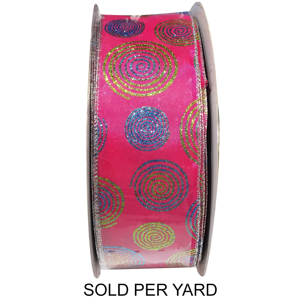 Ribbon Hot Pink Spiral Glitter Green Blue