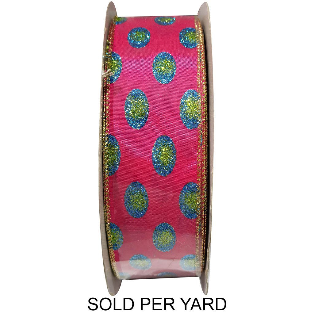 Ribbon Hot Pink Oval Glitter Green Blue