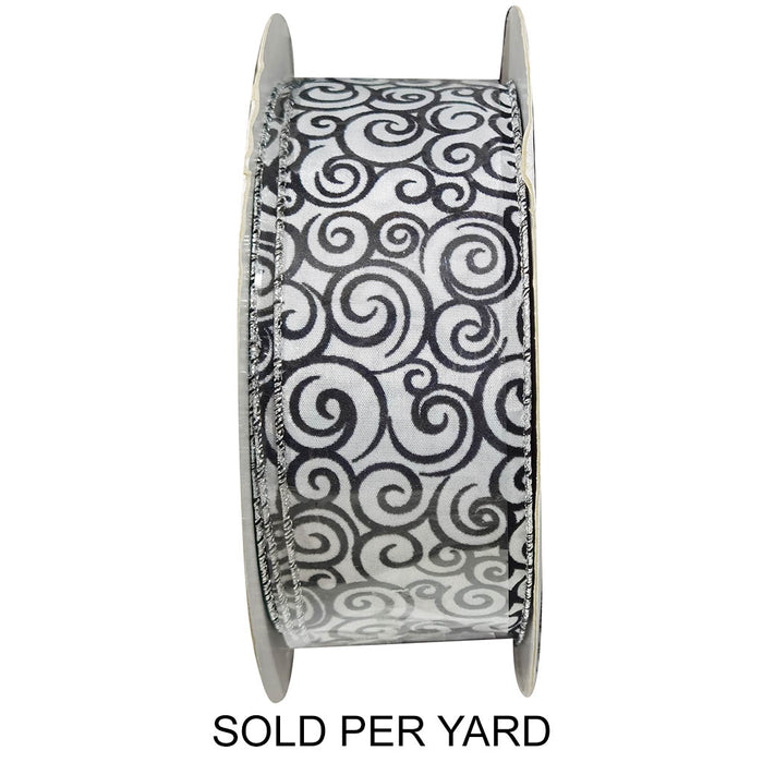 Ribbon White Swirl Design Black