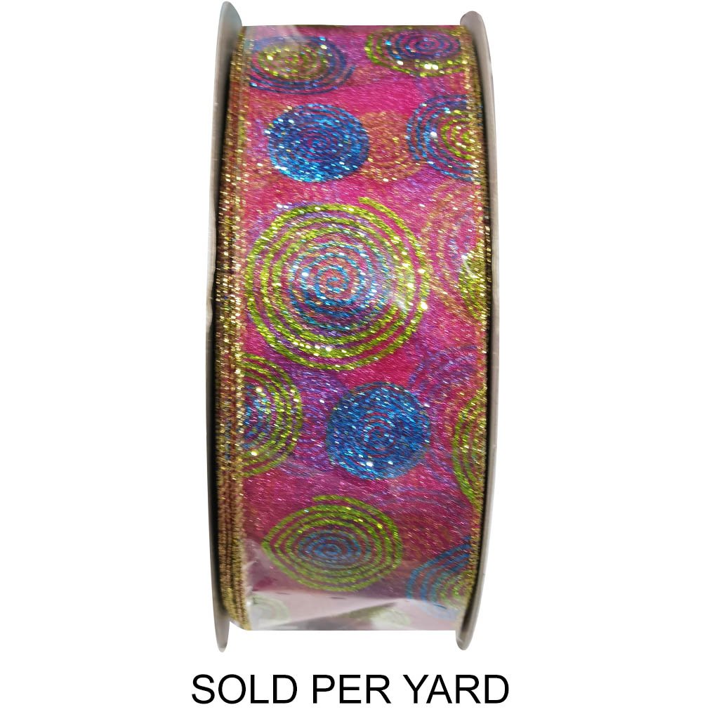 Ribbon Tulle Hot Pink Spiral Glitter Green Blue