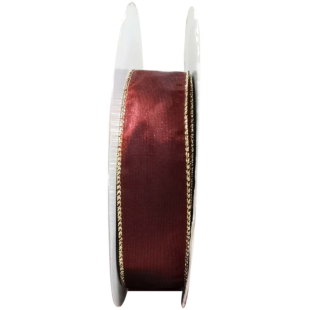 Ribbon Maroon with Gold 1.5in