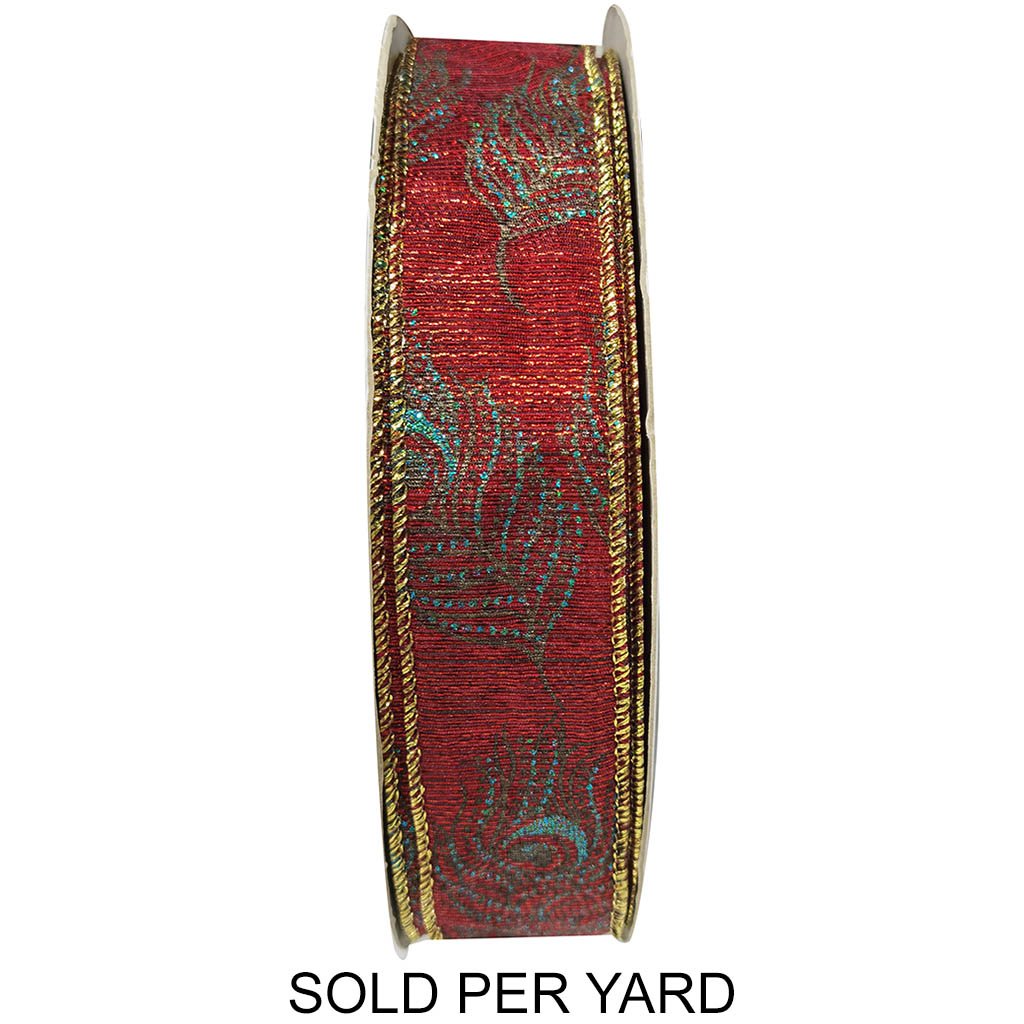 Ribbon Red with Peacock Feather