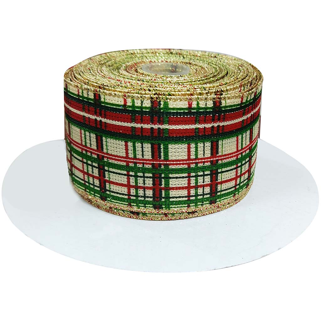 Ribbon Burlap with Red And Gre