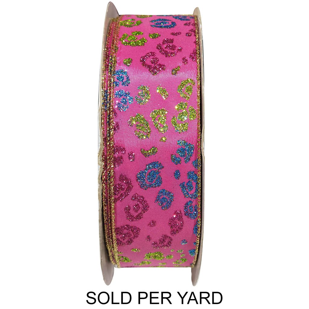 Ribbon Dark Pink Glitter Pink Green And Blue 2in
