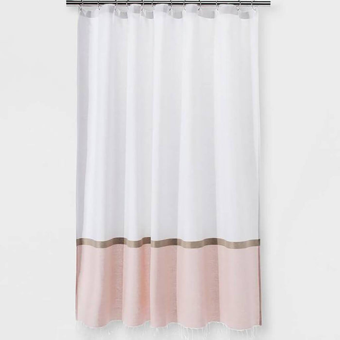 Colorblock Shower Curtain Blush