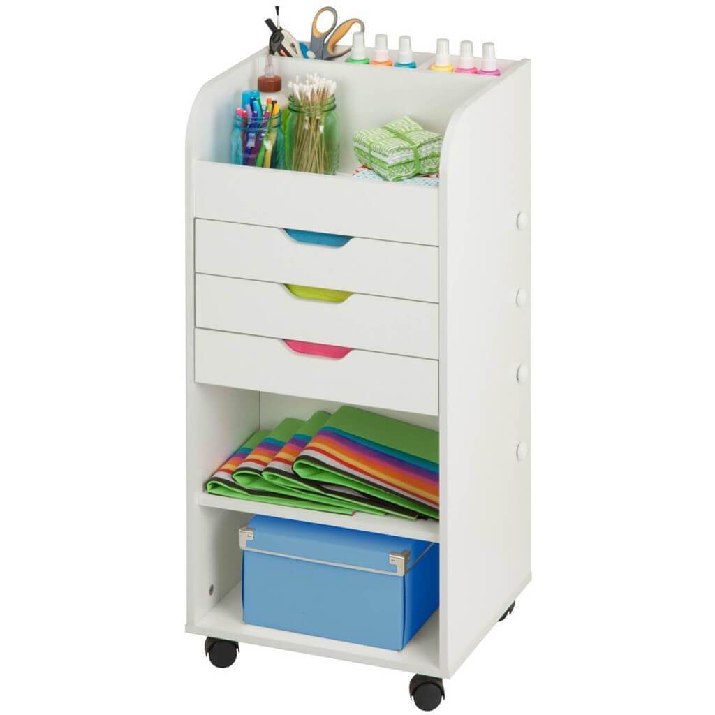 Craft Storage Cart Shelves With 3 Drawers Portable