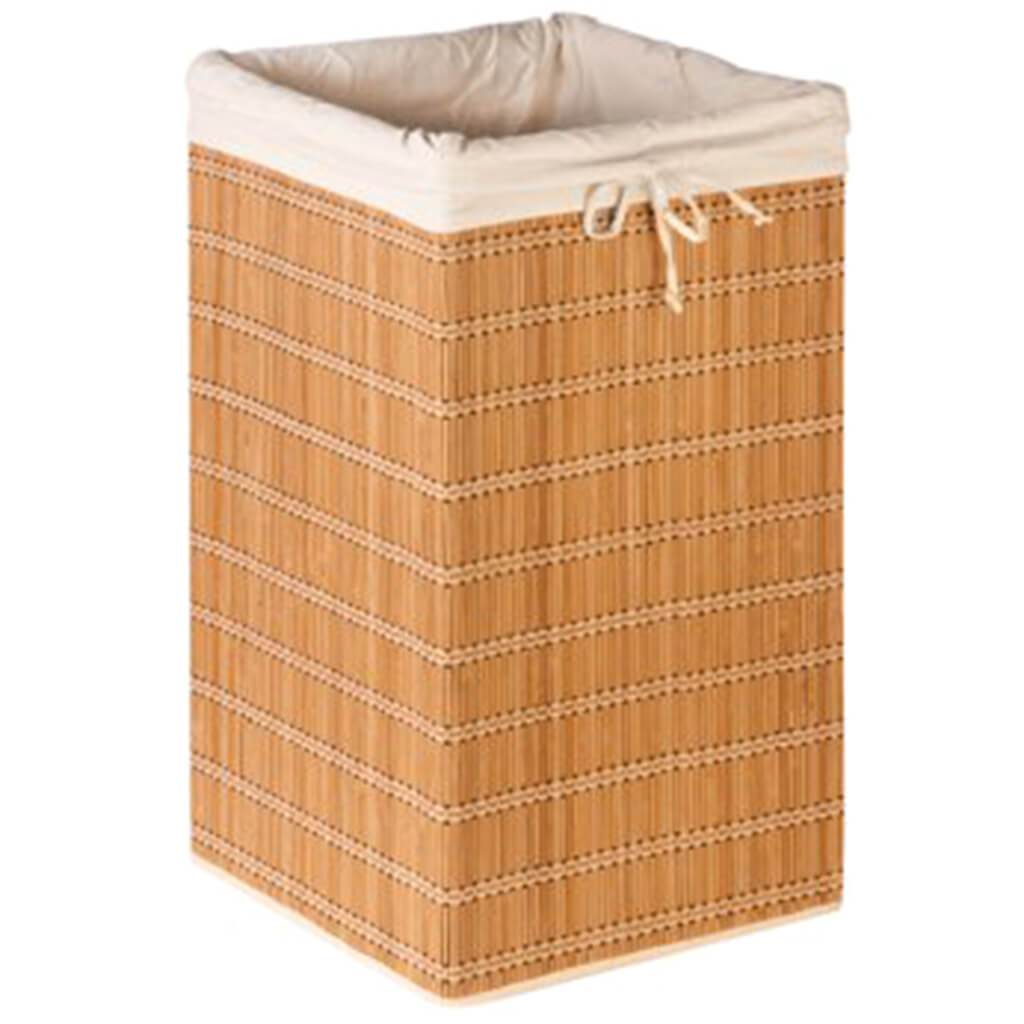 Bamboo Laundry Hamper Natural Bamboo Beige Canvas