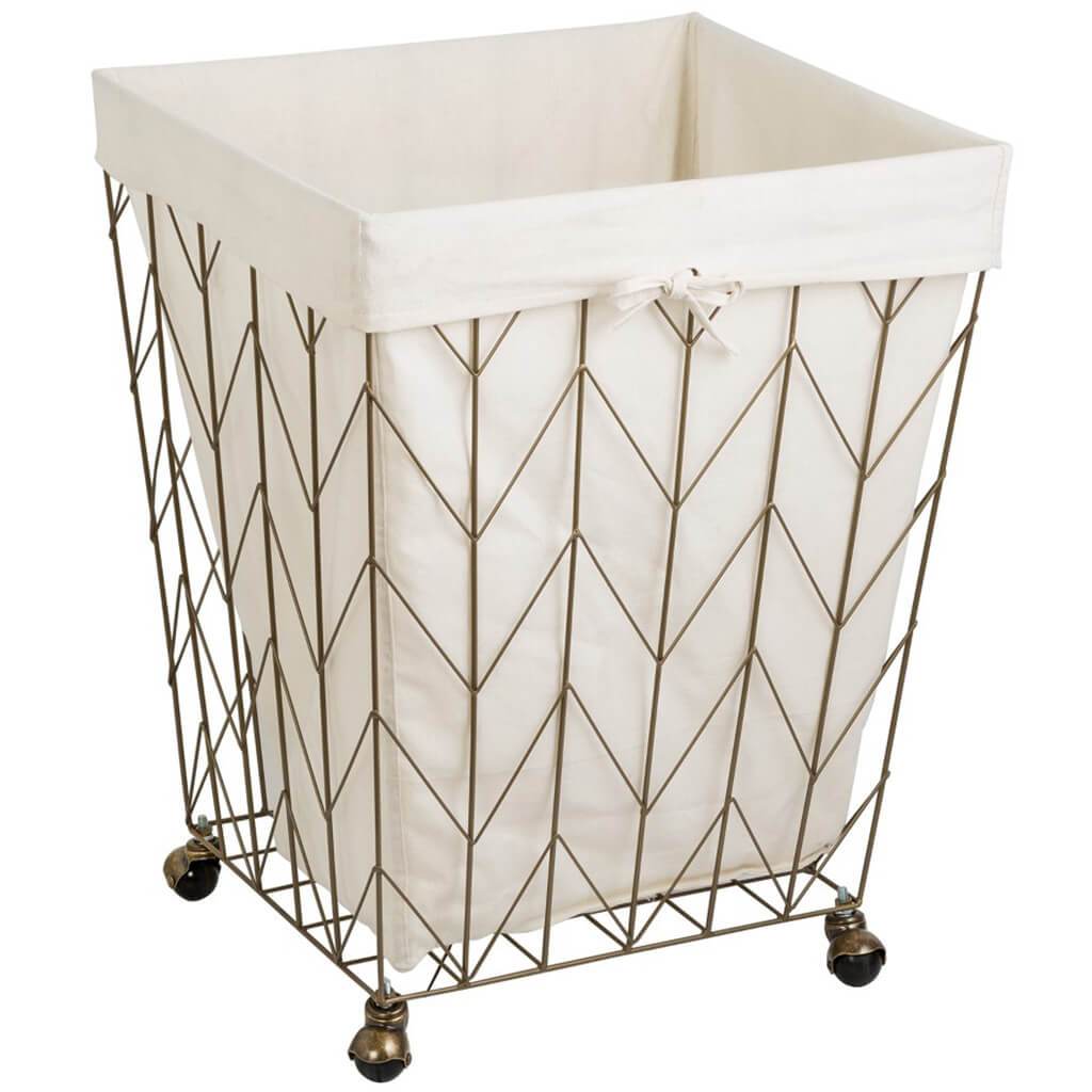 Rolling Chevron Wire Laundry Hamper