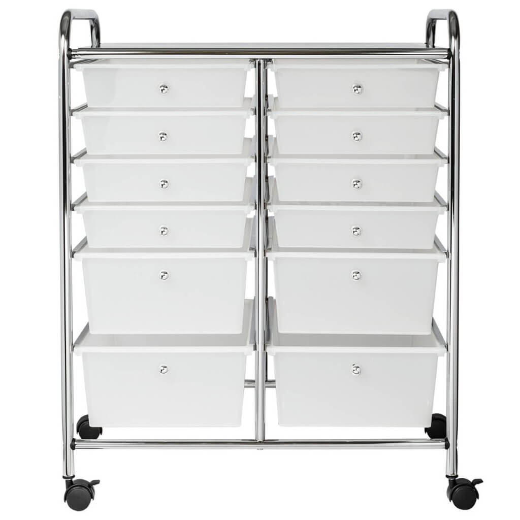 12 Drawer Clear Rolling Storage Cart