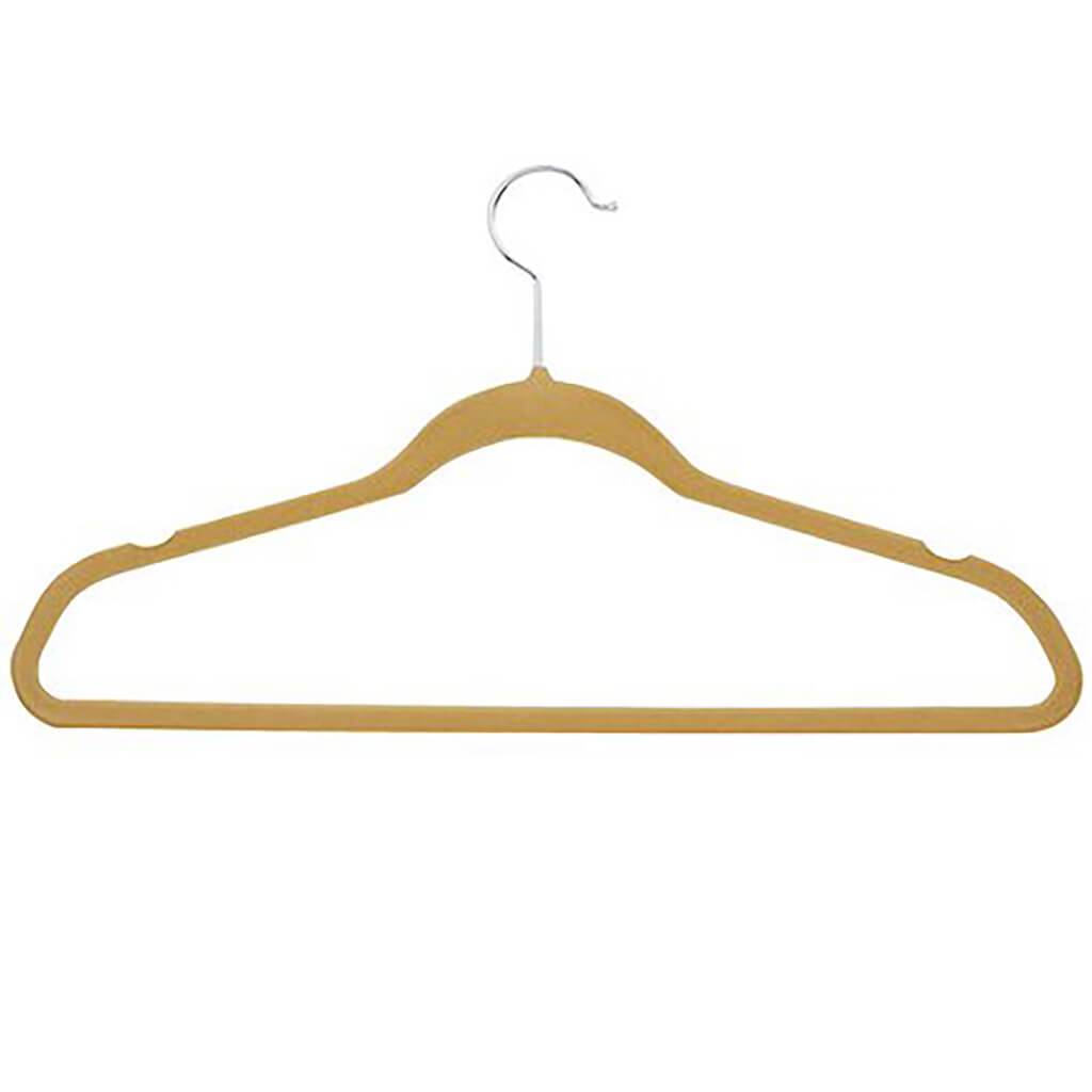 Ultra Thin Non-Slip Velvet Hangers 50 Pack Tan