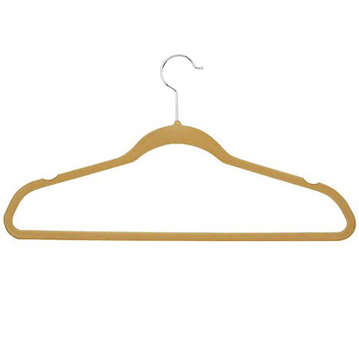 Ultra Thin Non-Slip Velvet Hangers 50 Pack Tan